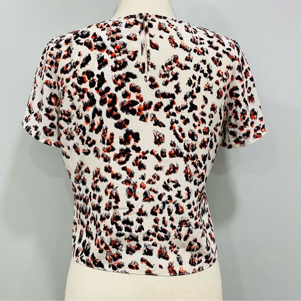 PARKER XS 100% Silk Colorful Animal Print Short Cropped Boxy Blouse Festival Top - Picture 4 of 16